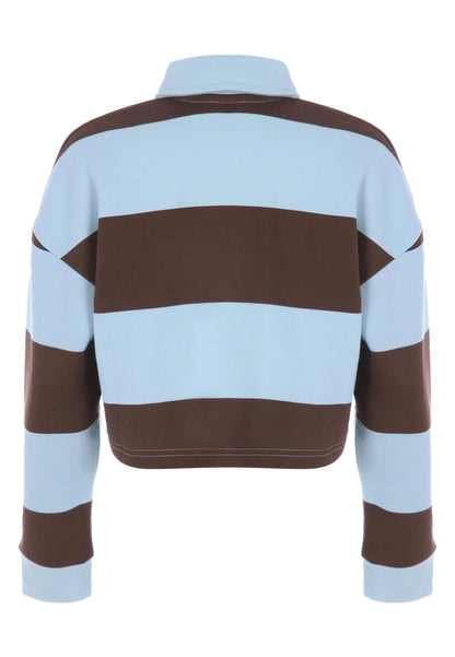 Older Girls Blue Stripe Rugby Sweatshirt Top