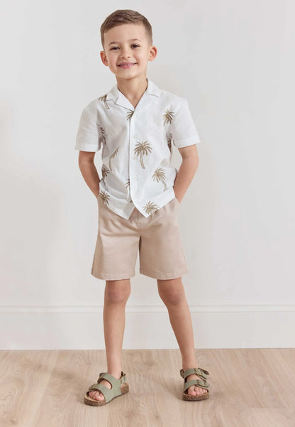 Younger Boys White Palm Tree Shirt