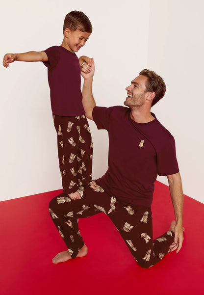 Boys Burgundy Dog Print Family Pyjama Set