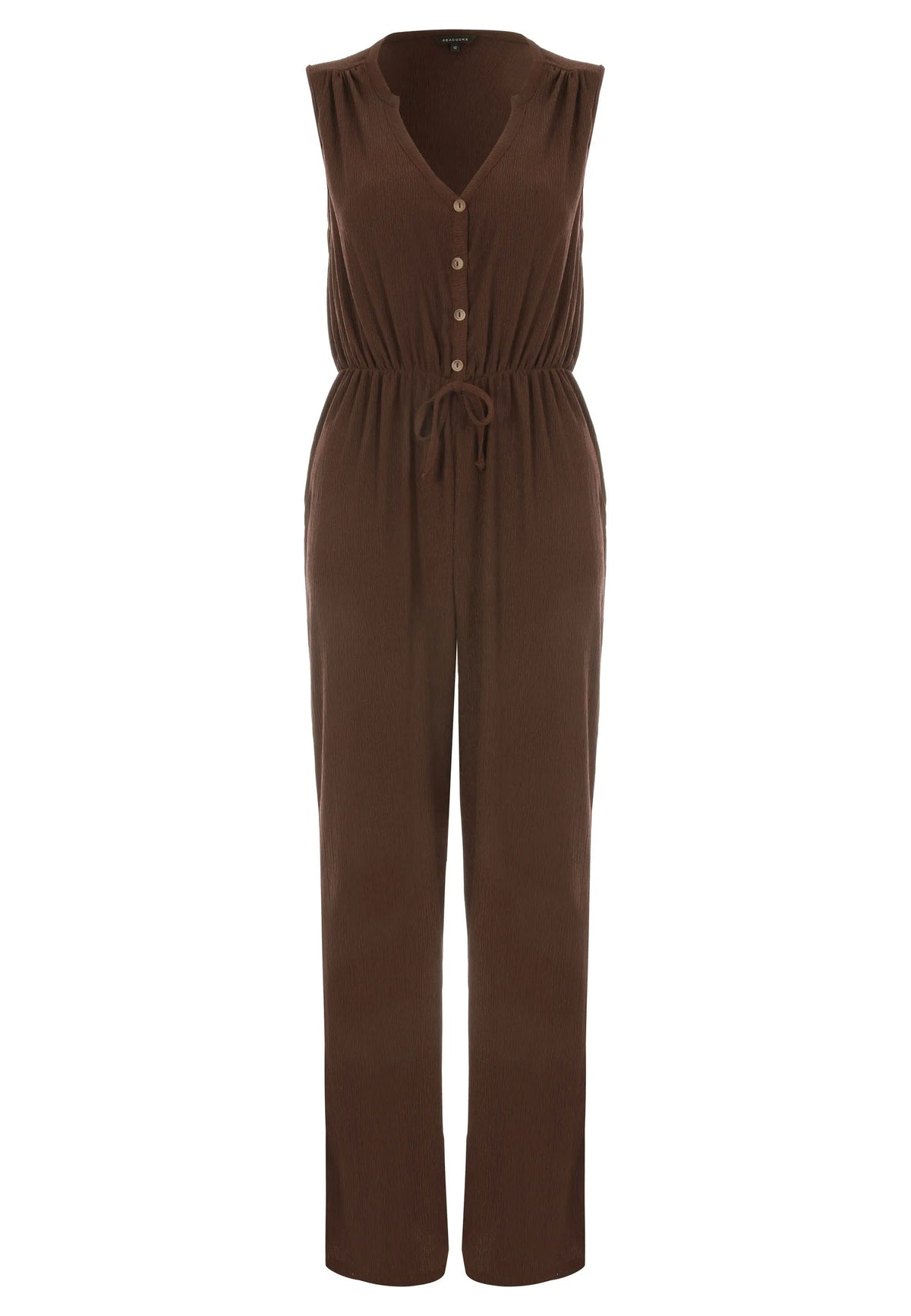 Womens Chocolate Brown V-Neck Jumpsuit