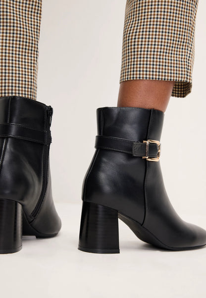 Womens Black Faux Leather Ankle Boots