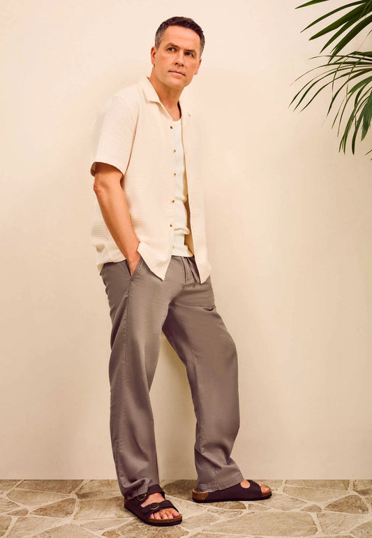 Mens Stone Textured Cotton Shirt