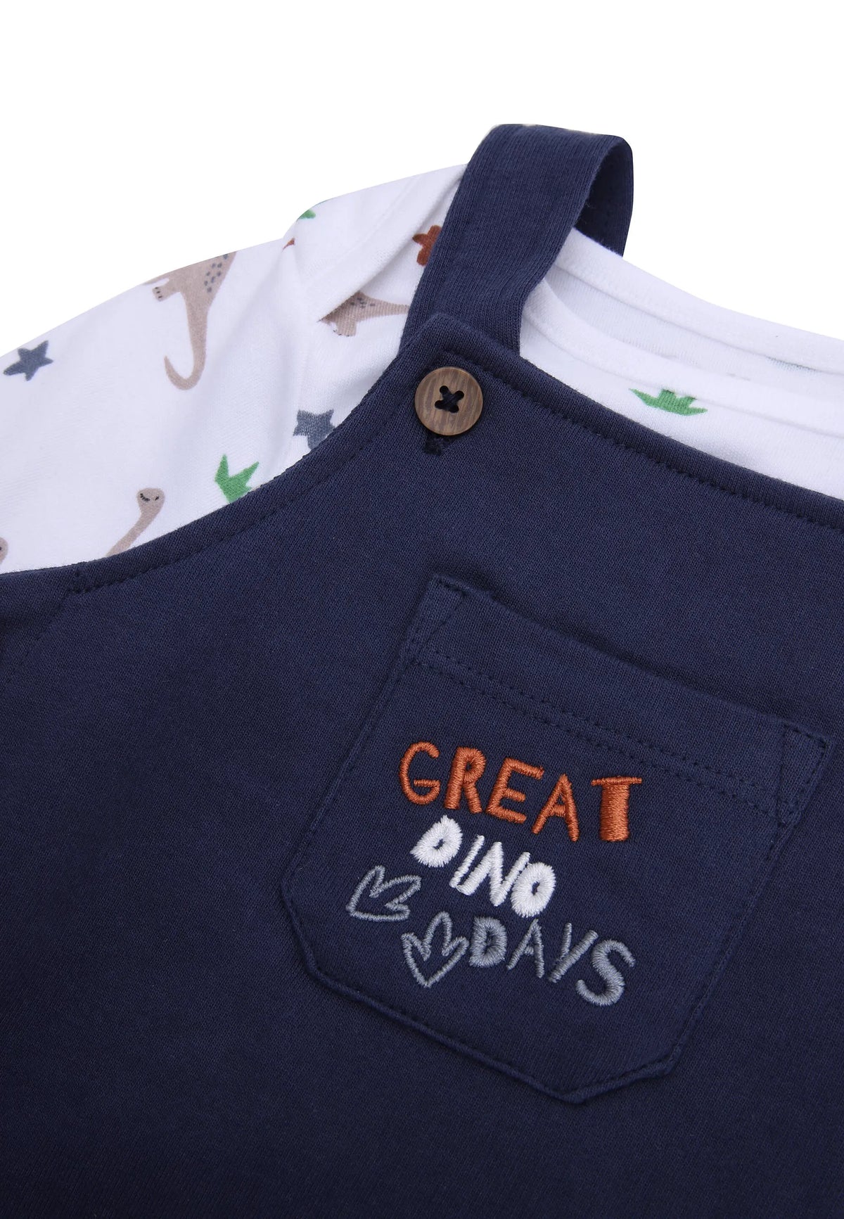 Baby Boys Navy Dino Days Dungarees & Bodysuit Set