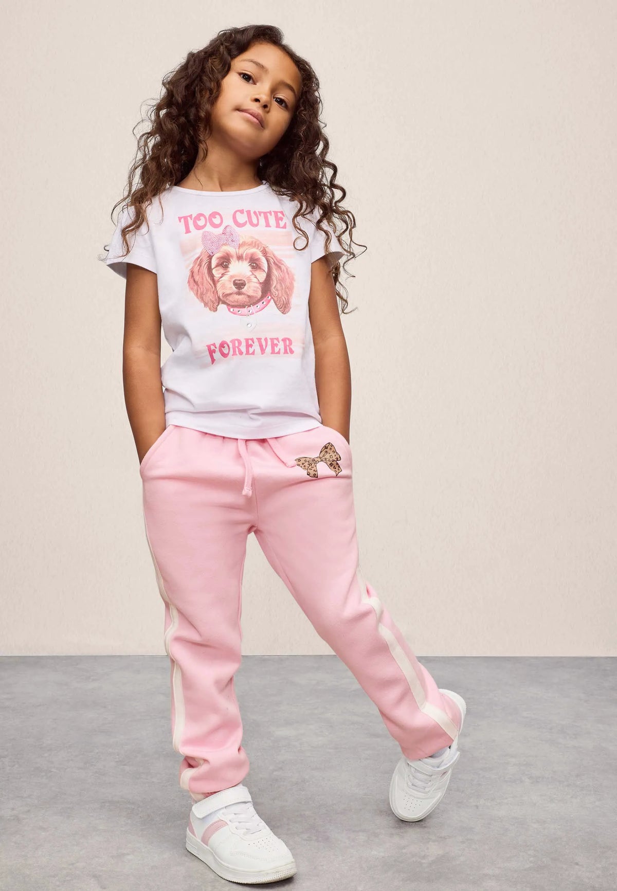 Younger Girls Pink Bow Joggers