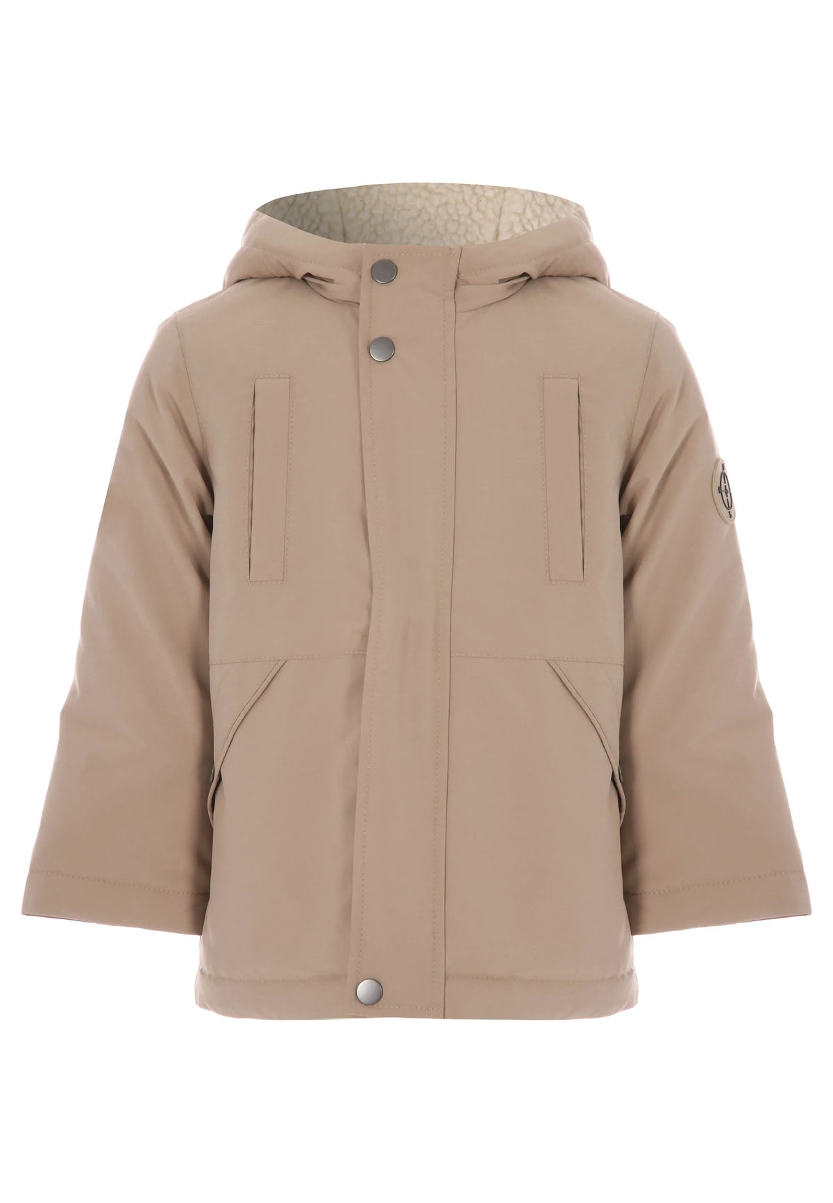 Younger Boys Stone Fleece Lined Parka Coat