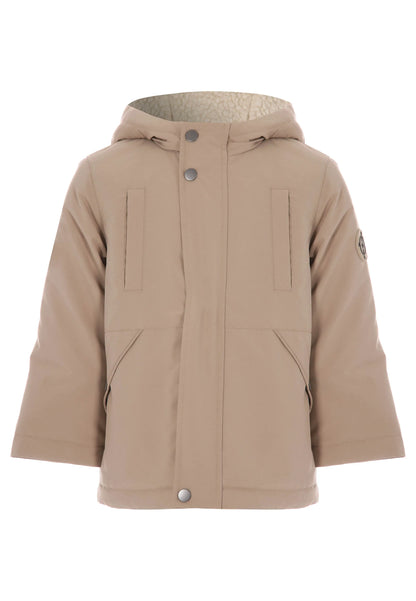 Younger Boys Stone Fleece Lined Parka Coat
