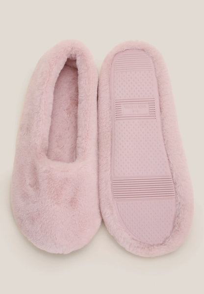 Womens Pink Fluffy Ballet Slippers