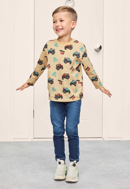 Younger Boys Stone Cotton Monster Truck T-Shirt