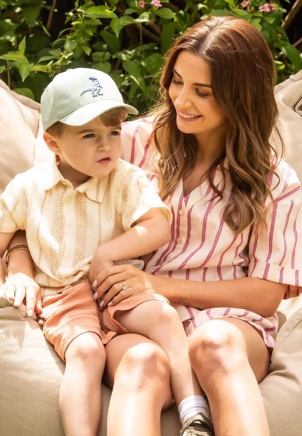 Younger Boys Rust Stripe Cheesecloth Shirt & Shorts Set