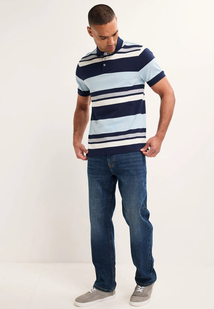 Mens Navy Blue Horizontal Stripe Polo Shirt
