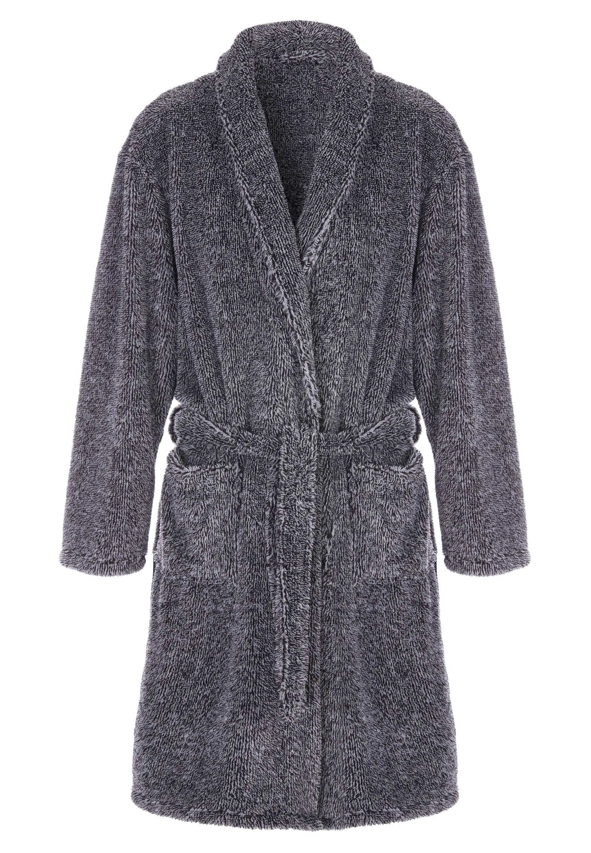 Mens Grey Shawl Collar Sherpa Dressing Gown