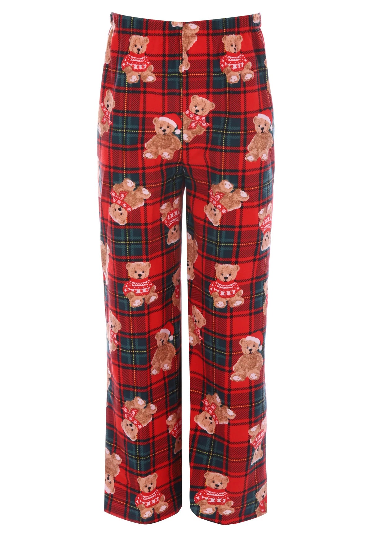 Girls Red Check Teddy Bear Family Pyjama Set