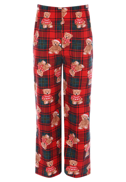 Girls Red Check Teddy Bear Family Pyjama Set