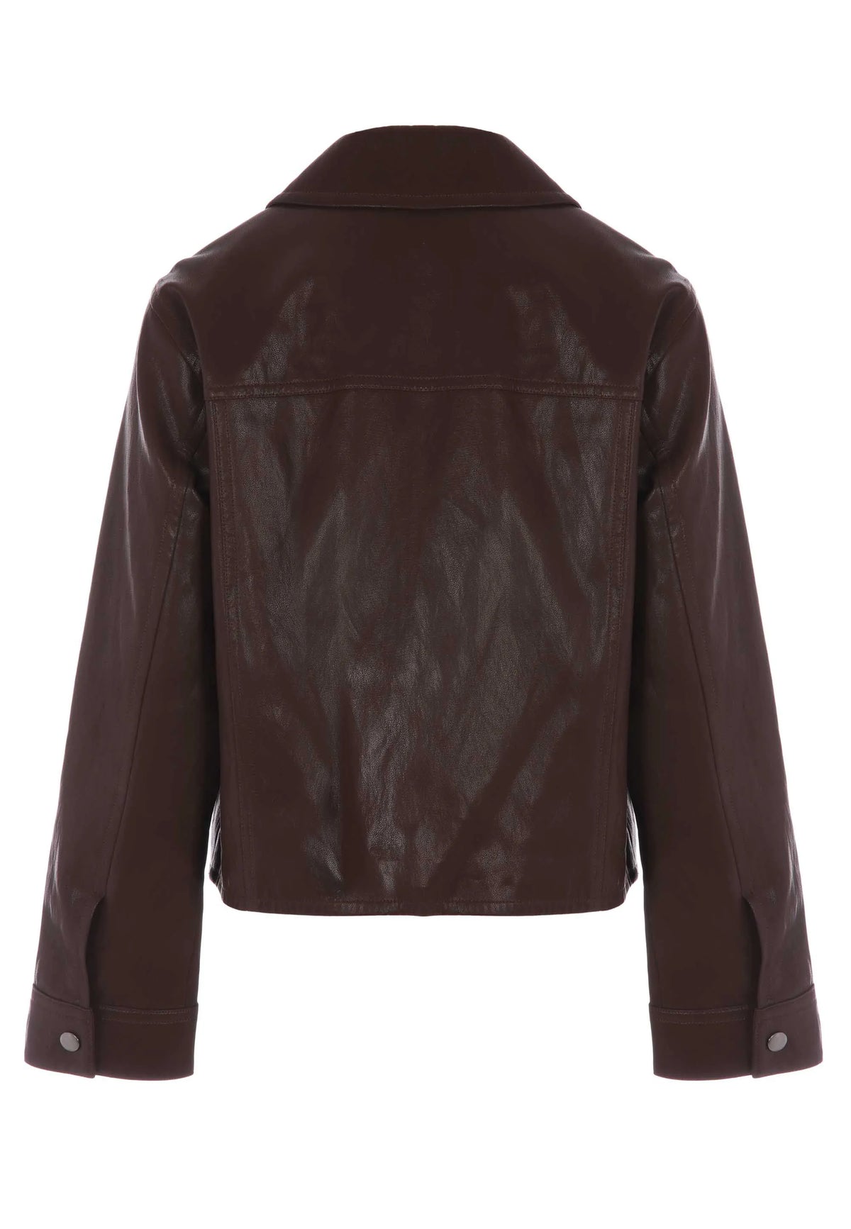 Womens Plum Faux Leather Zip Jacket