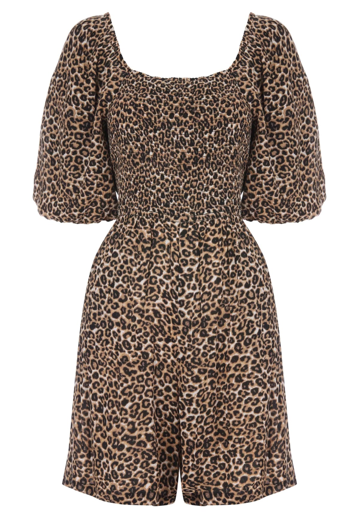Womens Brown Leopard Print Back Tie Playsuit