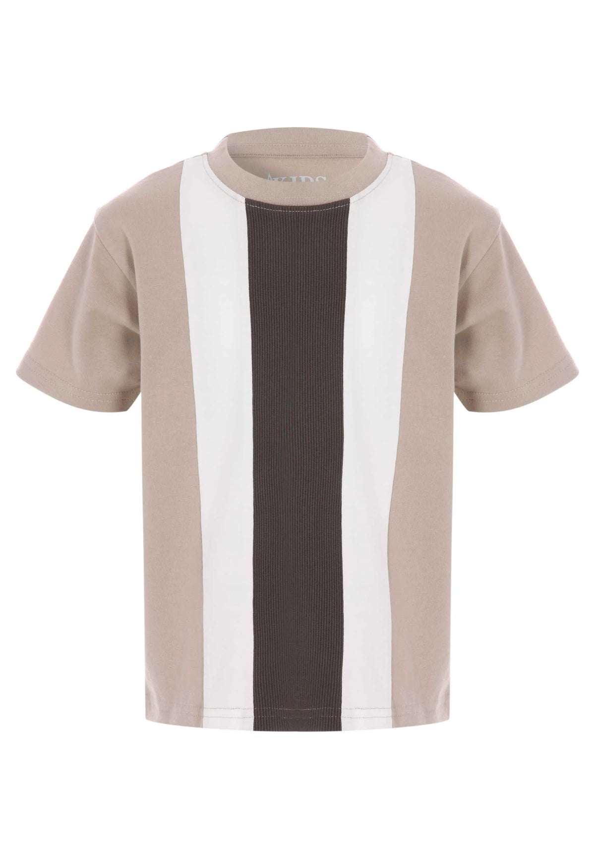 Younger Boys Brown Stripe Cotton T-Shirt