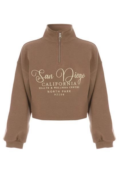 Older Girls Brown San Diego Half Zip Sweatshirt