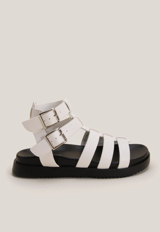 Older Girls White Gladiator Sandals