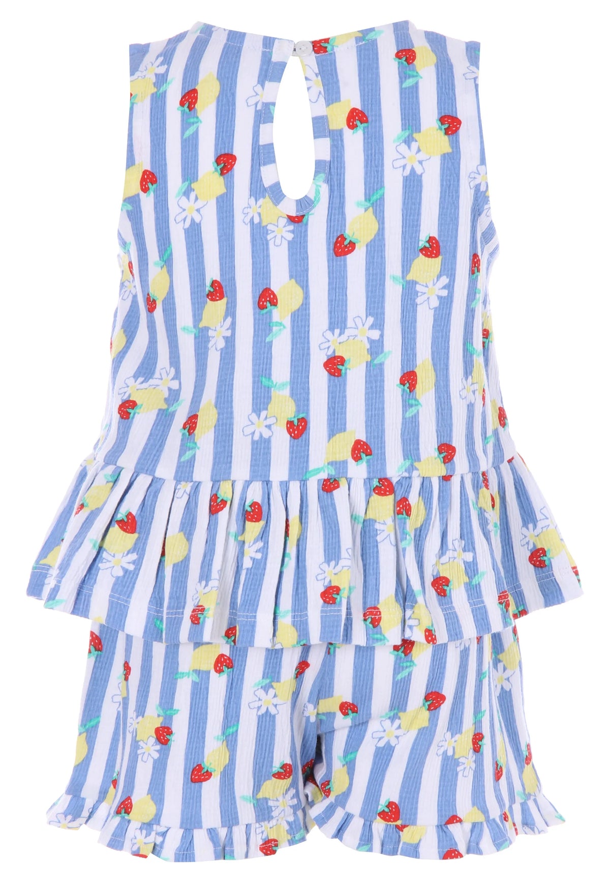 Younger Girls Blue Stripe Peplum Top and Shorts Set