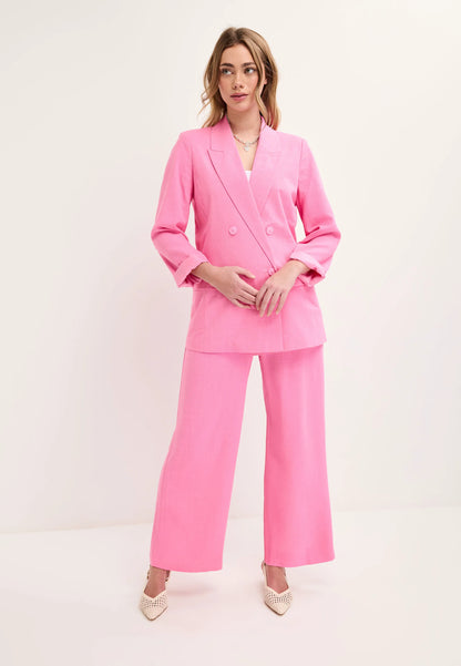 Womens Pink Linen Blend Blazer
