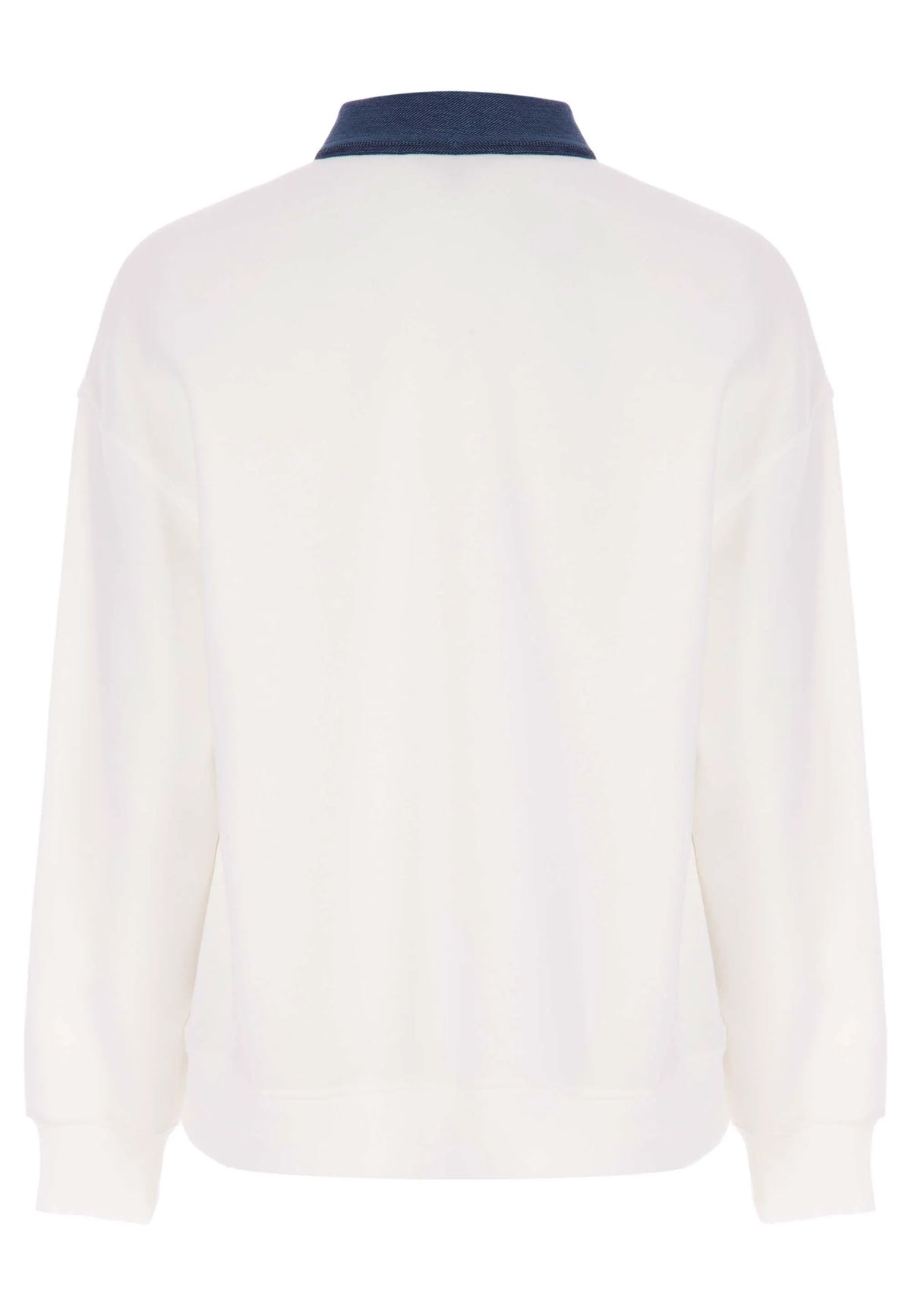 Womens Cream Denim Collar Slogan Sweatshirt