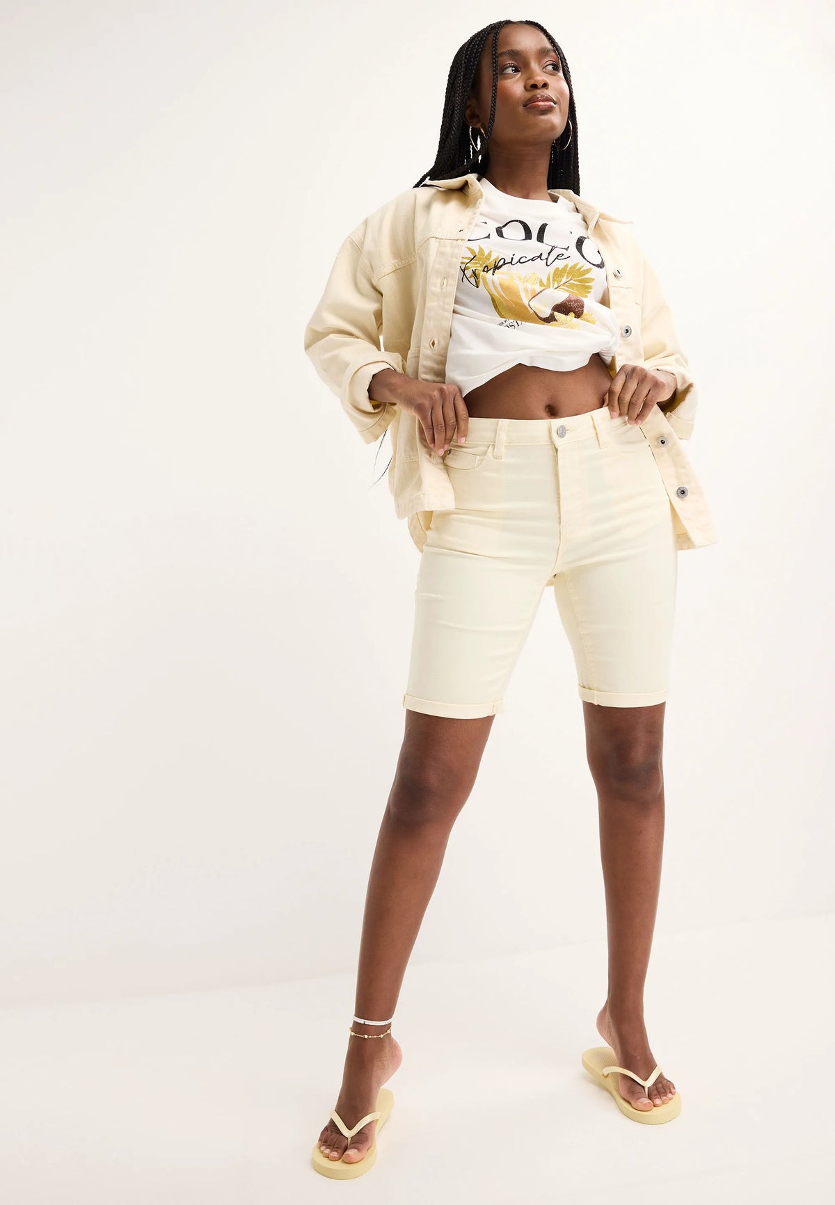 Womens Lemon Denim Cycle Shorts