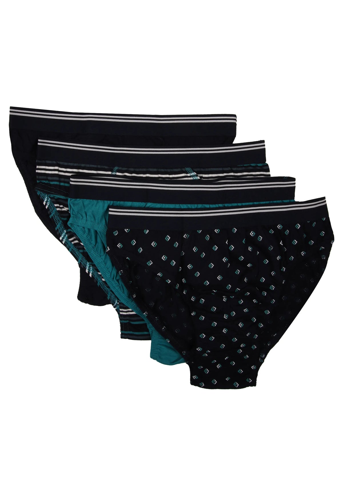 Mens 4pk Teal Geo Print Cotton Briefs