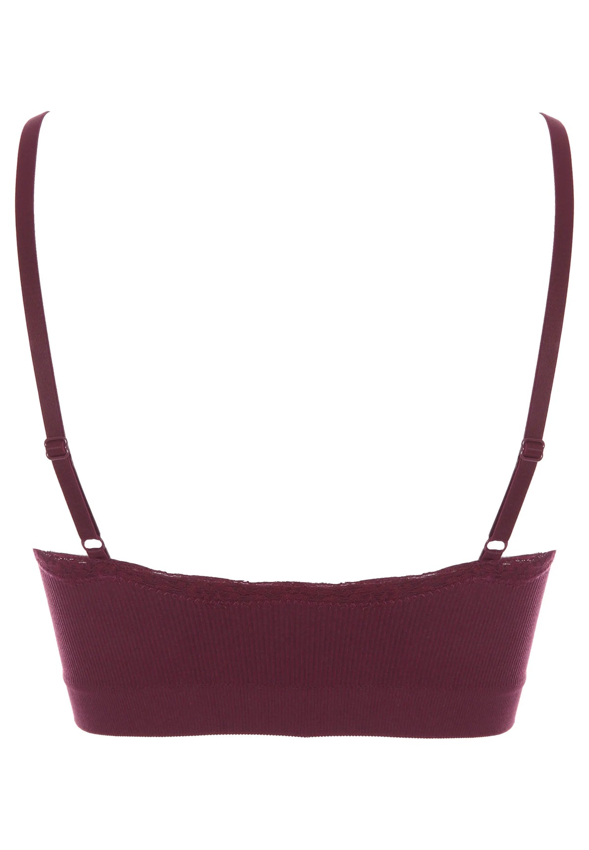 Womens Burgundy Lace Trim Comfort Bra Top