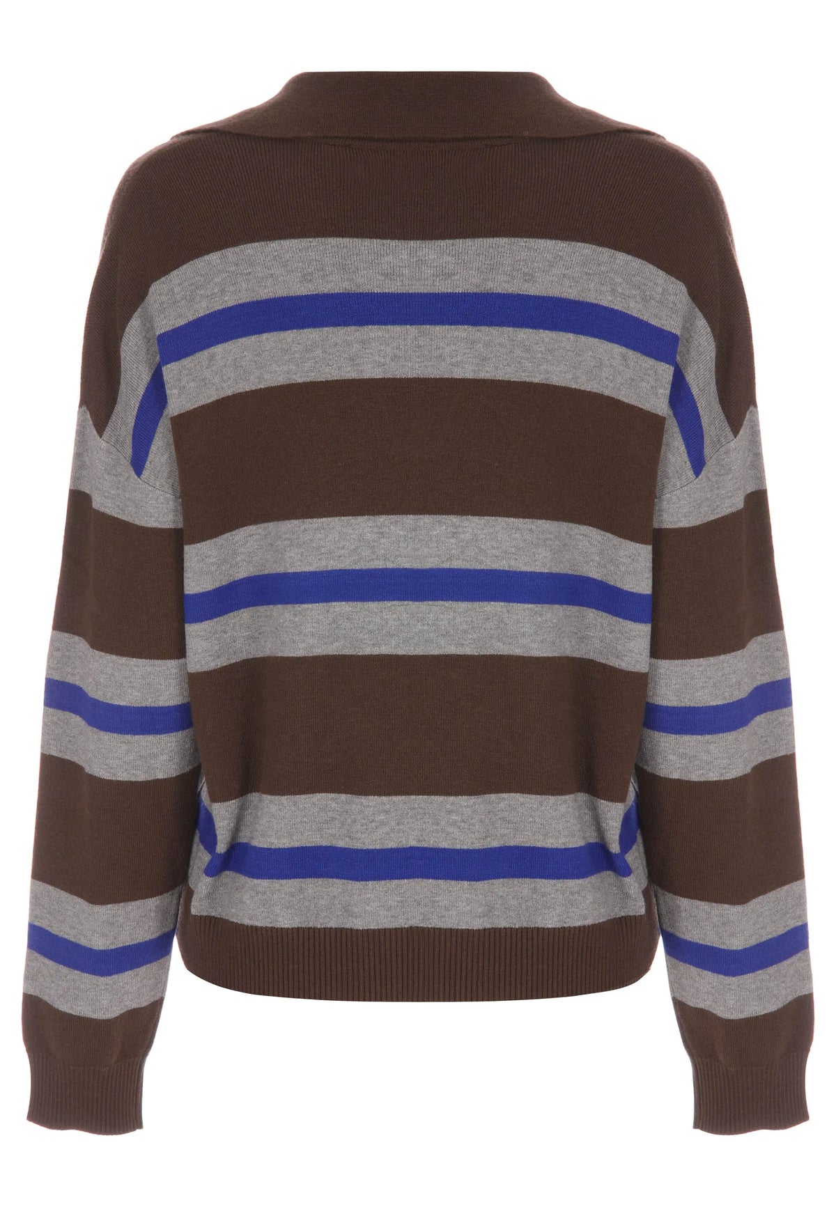 Womens Brown Stripe Collar Jumper