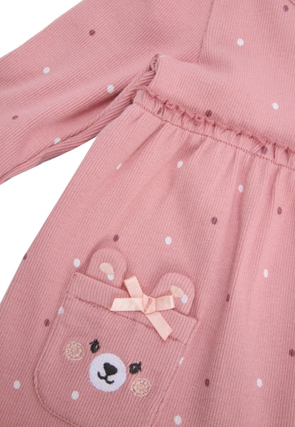 Baby Girls Pink Spot Dress with Knickers Set