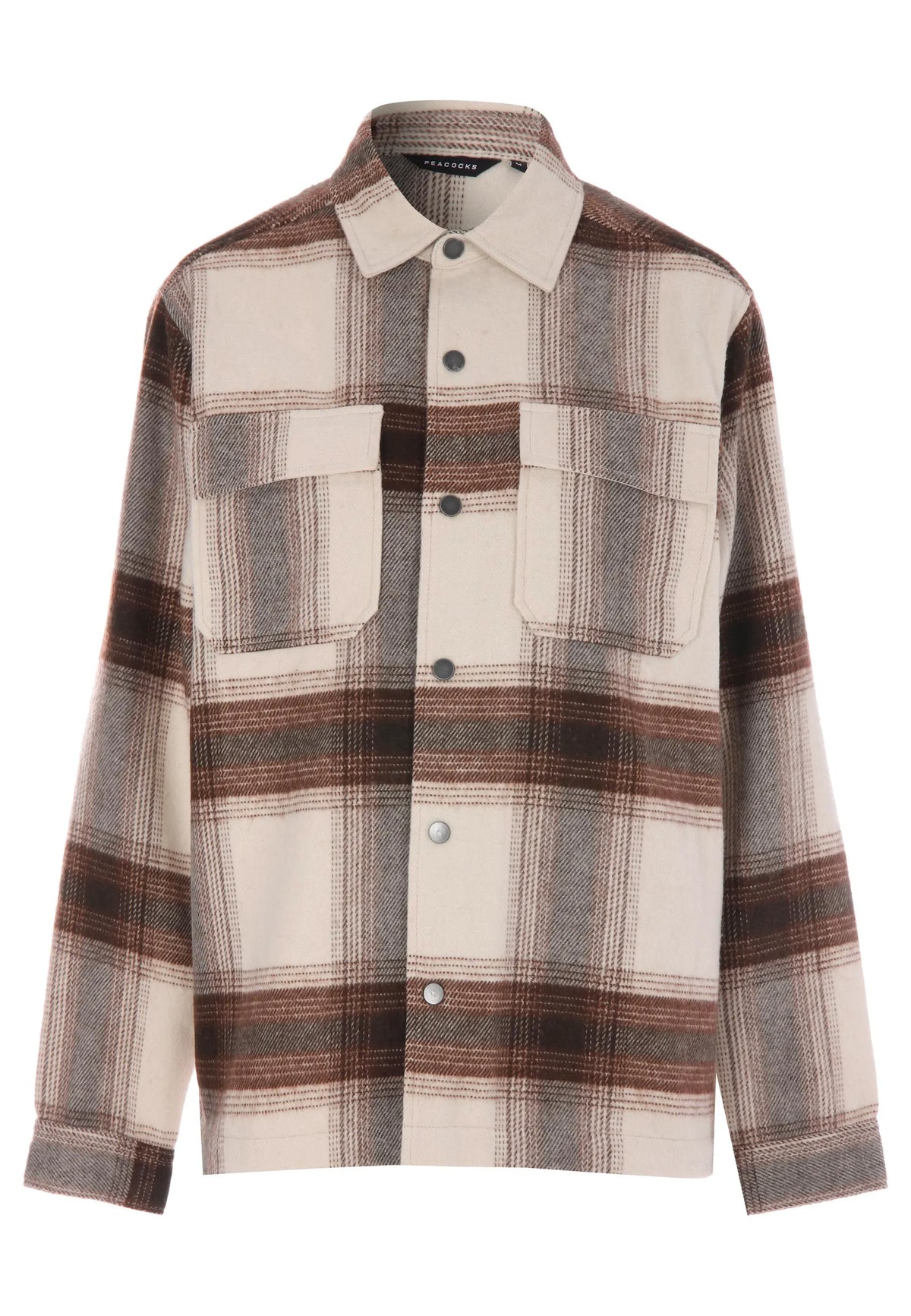 Mens Chocolate Brown Check Long Sleeve Shirt