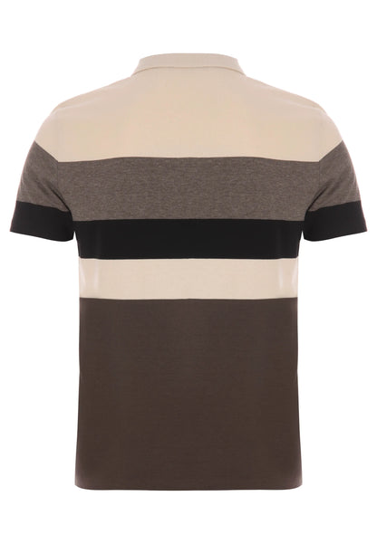 Mens Brown Stripe Cotton Polo Shirt