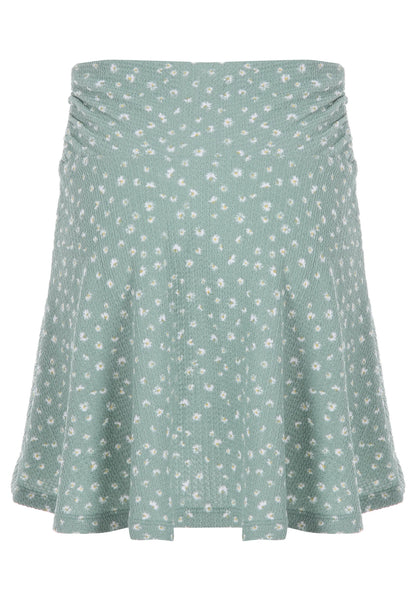 Older Girls Mint Floral Crinkle Skirt