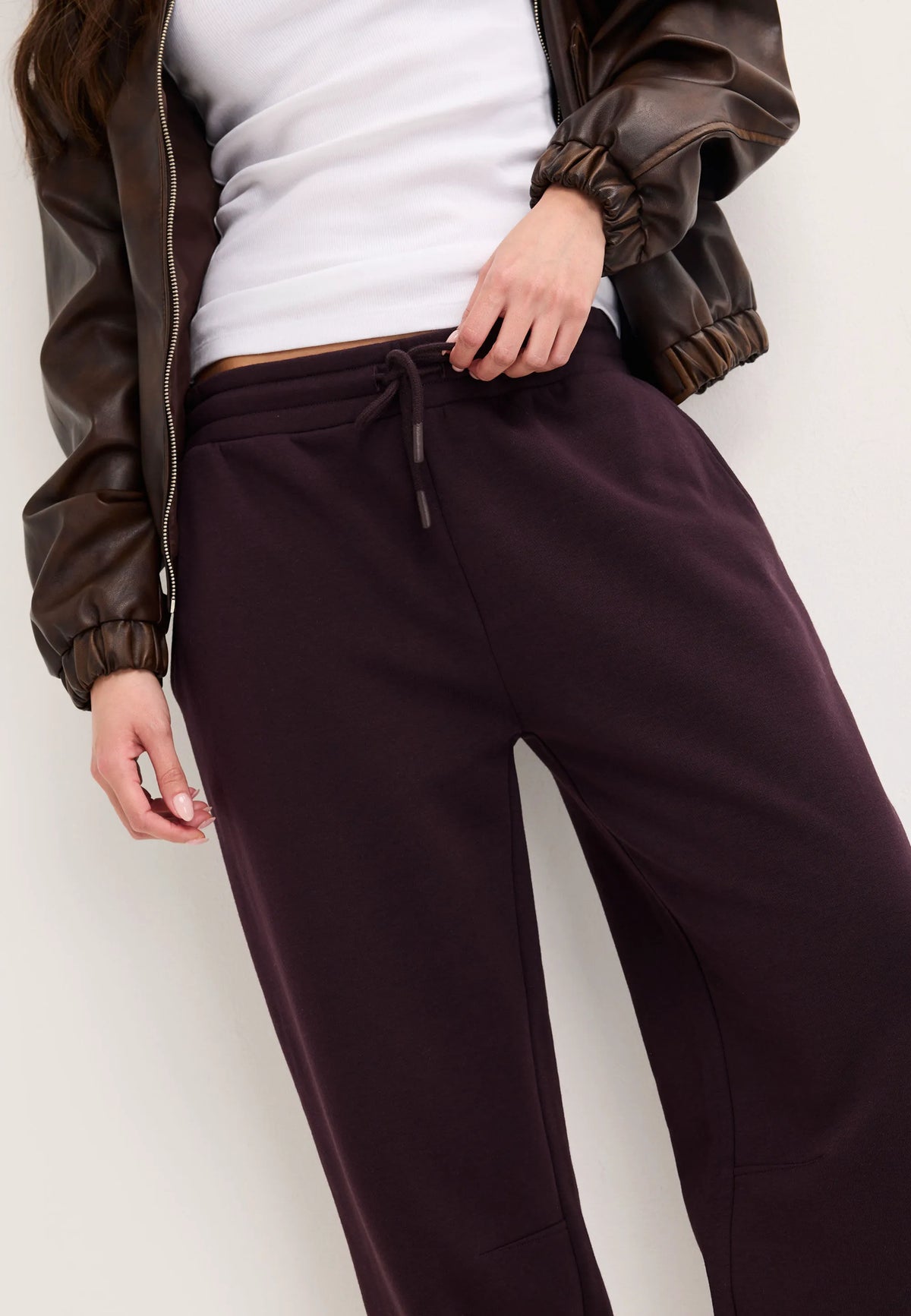 Womens Plum Cotton Rich Barrel Joggers