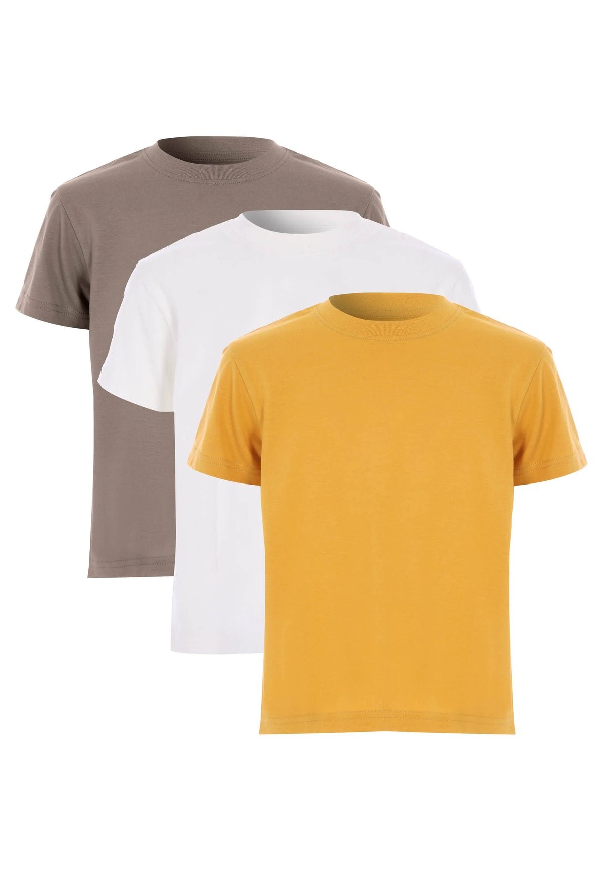 Younger Boys 3pk Brown Cotton T-Shirts