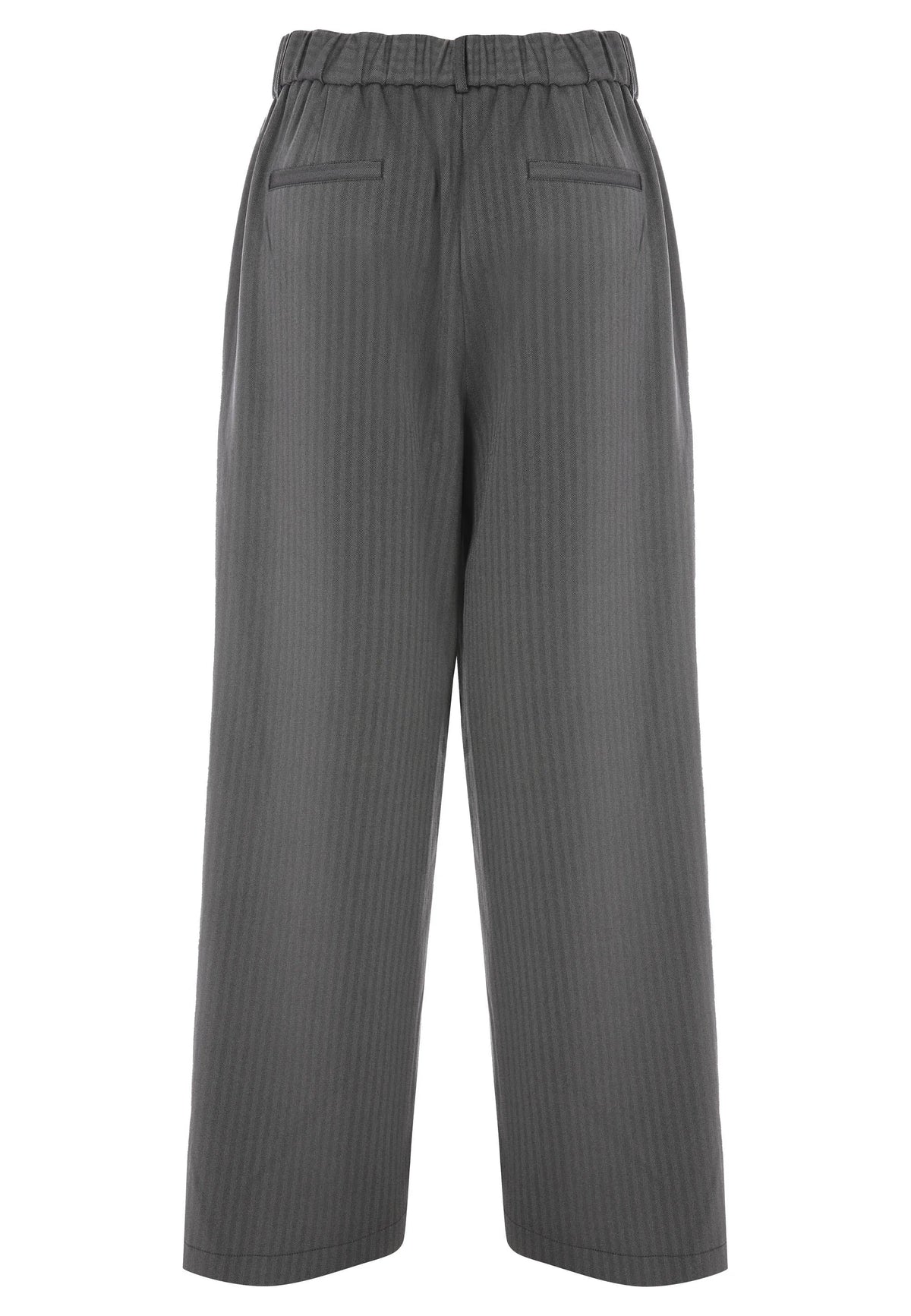 Womens Grey Herringbone Stripe Pleated Trousers