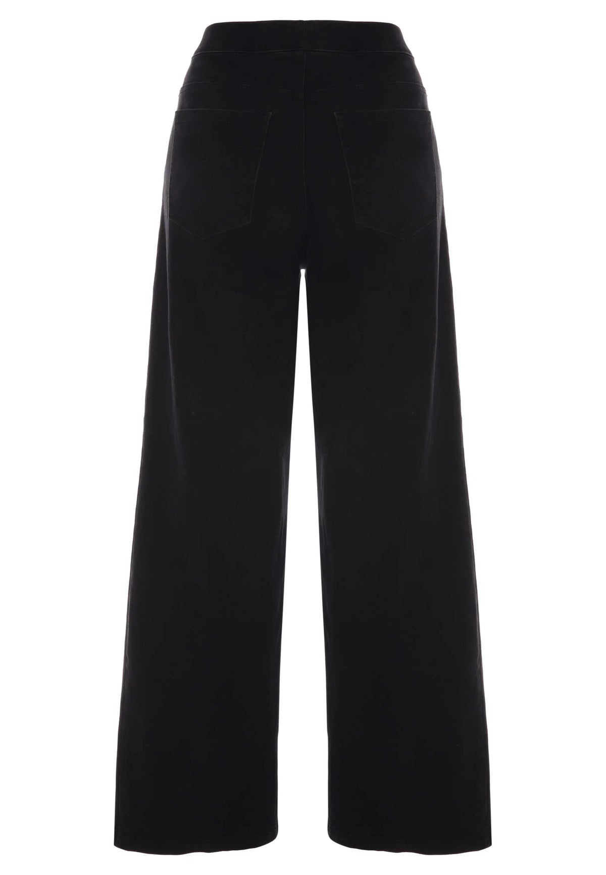 Womens Black Stretch Wide Leg Pull On Jeans