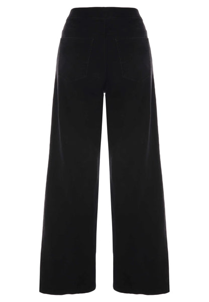 Womens Black Stretch Wide Leg Pull On Jeans
