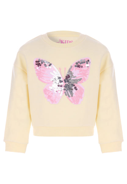 Younger Girls Yellow Sequin Butterfly Sweatshirt