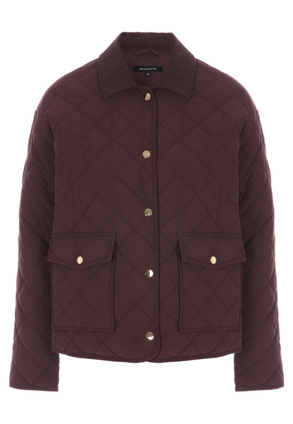 Womens Burgundy Quilted Short Jacket