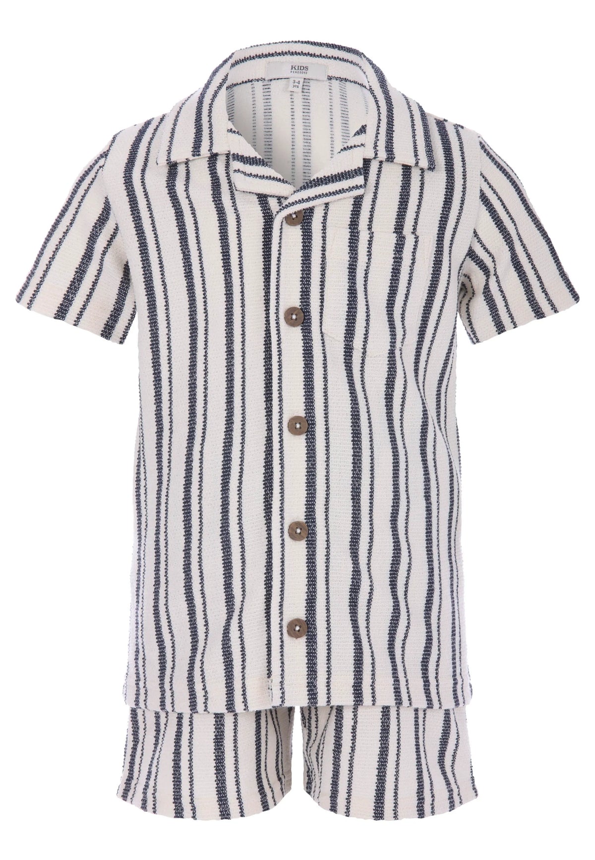 Younger Boys Ecru Stripe Shirt & Shorts Set