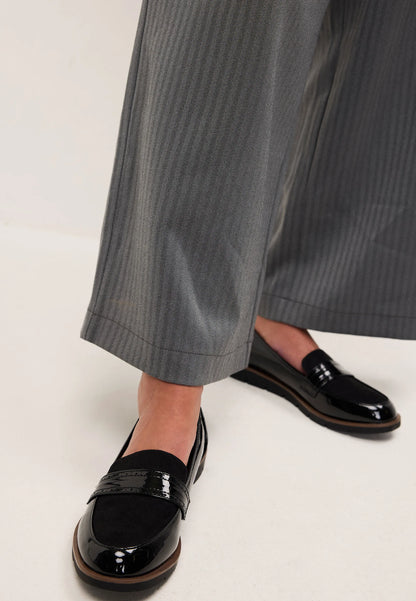Womens Black Comfort Wedge Loafers