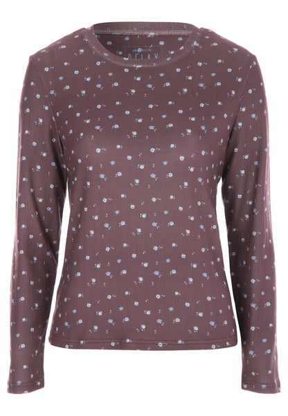 Womens Chocolate Ditsy Long Sleeved Pyjama Top