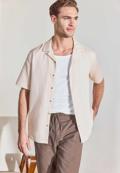 Mens Stone Textured Cotton Shirt