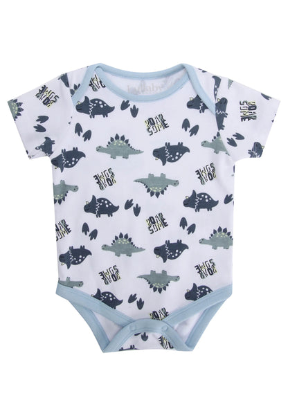 Baby Boys Light Blue Dino Short Dungarees & Bodysuit Set
