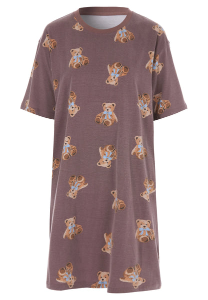 Womens Chocolate Brown Teddy Bear Nightdress