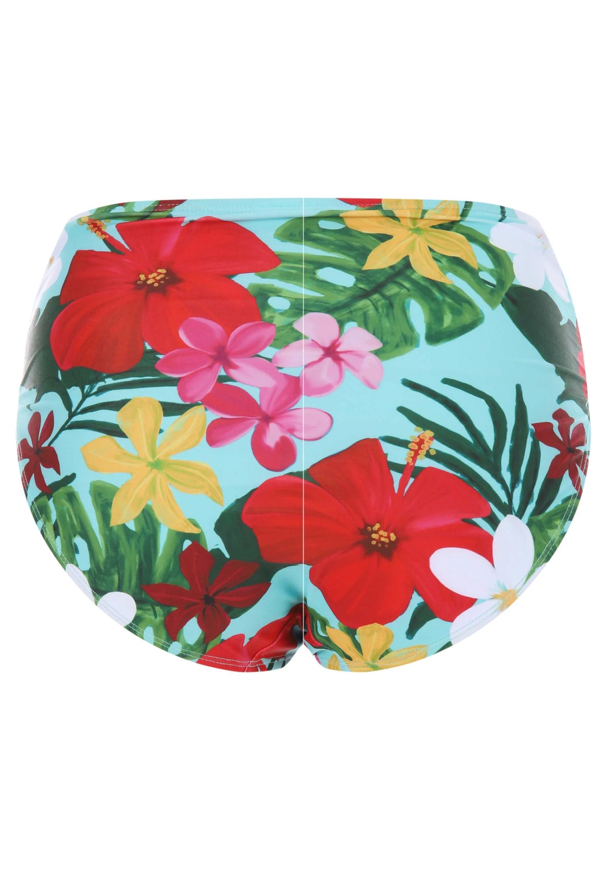 Womens Blue Floral Print High Waist Bikini Bottoms