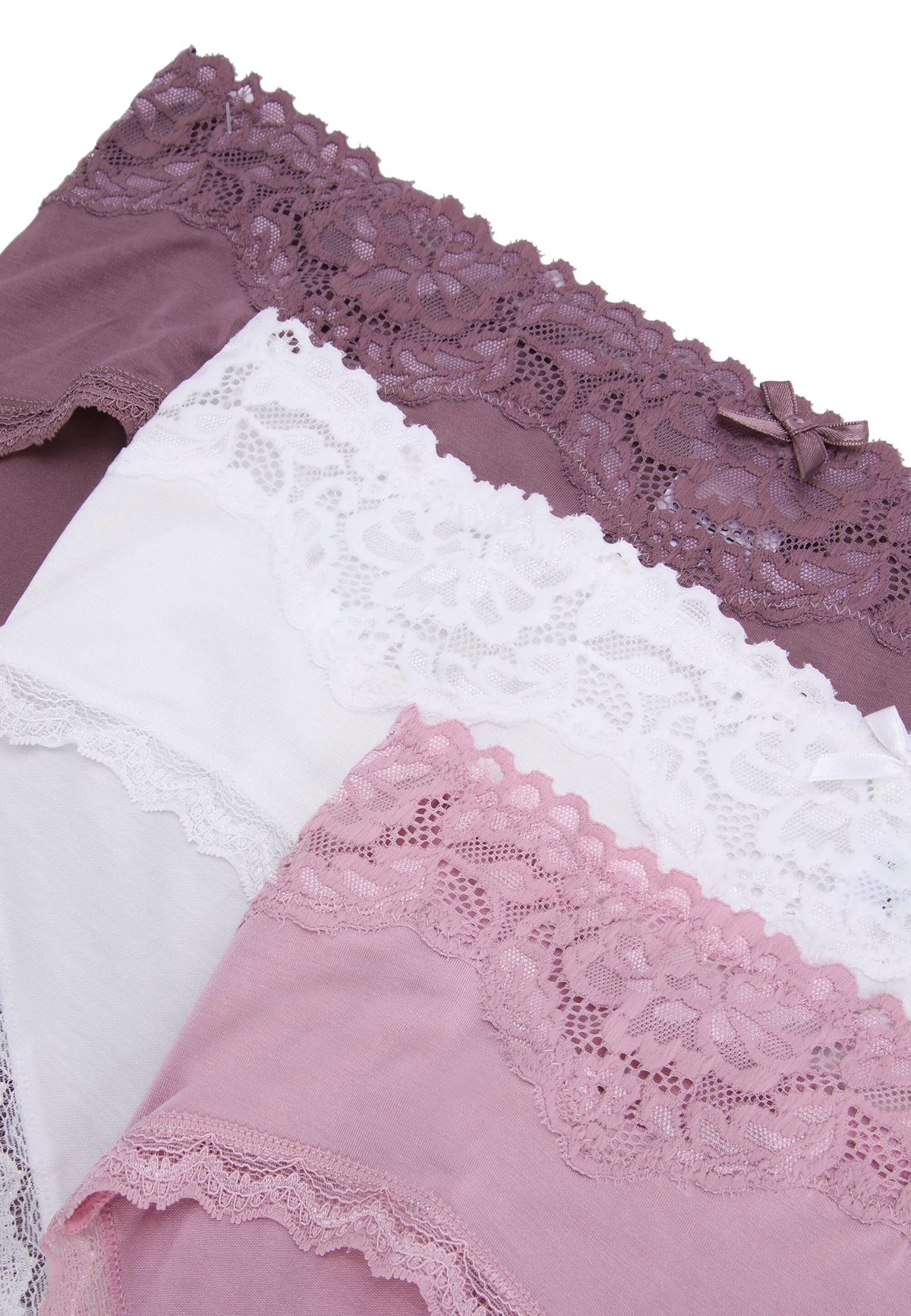 Womens 3pk Pink Lace Trim Short Briefs