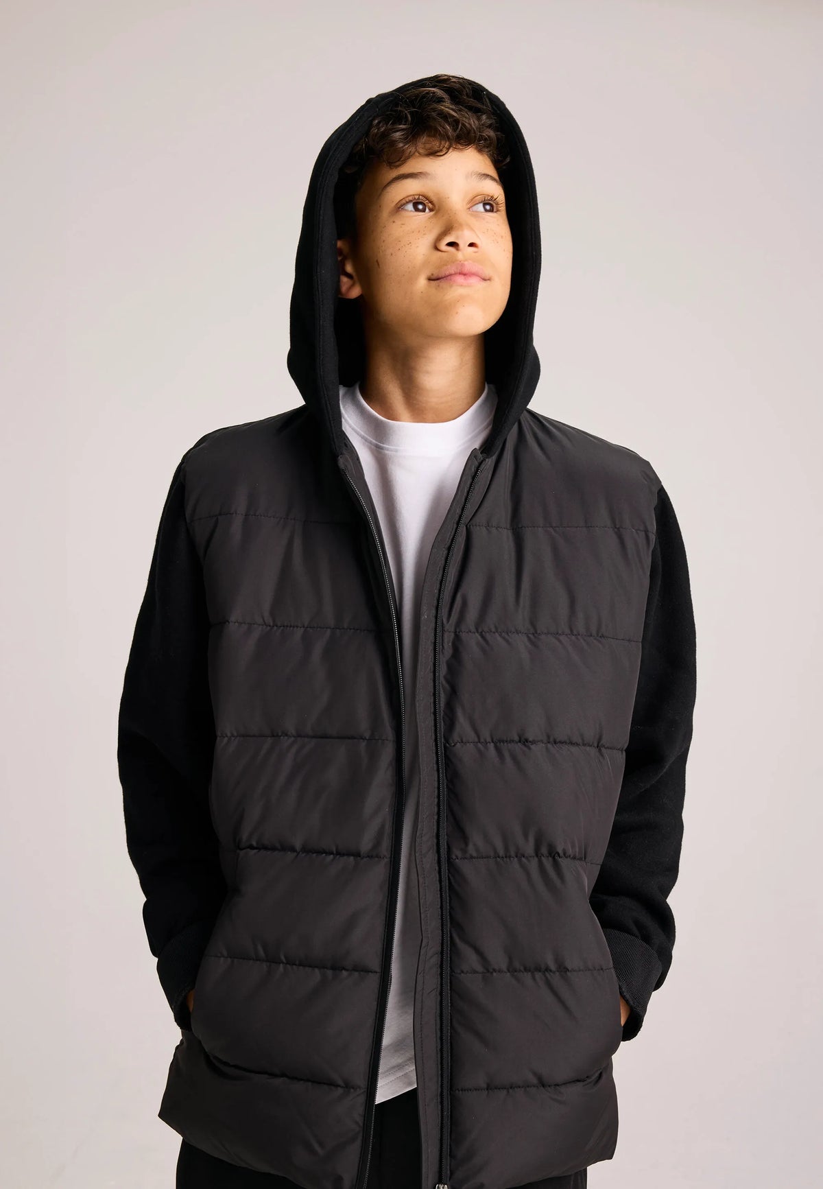 Older Boys Black Hybrid Padded Jacket