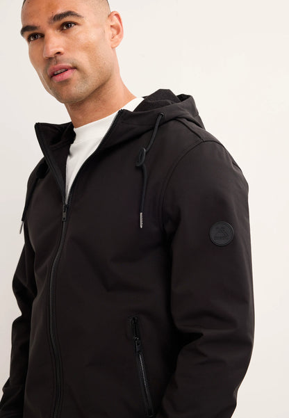 Mens Black Soft Shell Hooded Jacket